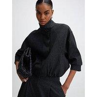 River Island Pinstripe Funnel Neck Bomber - Grey