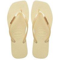 Havaianas Slim Square Logo Metallic Flip Flop - Buttercream