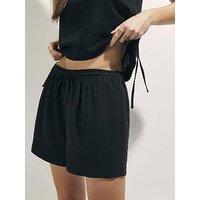 River Island Linen Blend Shorts - Black