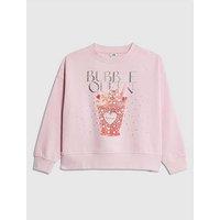 River Island Older Girls Bubble Queen Sequin Sweatshirt - Pink