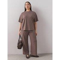The Very Collection Curve Stretch Pull On Wide Leg Trouser Co-Ord - Brown