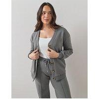 The Very Collection Curve Button Longline Cardigan - Dark Grey