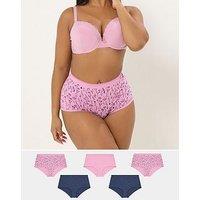 Yours Curve 5 Pack Floral Full Briefs - Pink