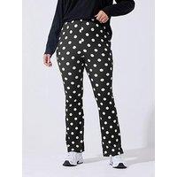 Yours Curve Polka Dot Flare Trouser - Black