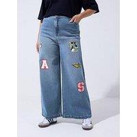 Yours Curve Applique Badge Jeans