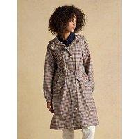 Joules Holkham Gingham Waterproof Packable Raincoat With Hood - Brown