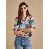 Joules Sandy Multi Cotton Wave Knitted Polo Shirt - Multi