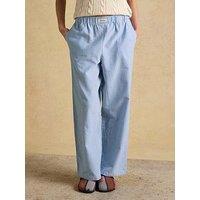 Joules Hallie Stripe Relaxed Wide Fit Cotton Trousers - Blue