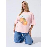 Yours Curve Summer Spirit Distressed T-Shirt - Orange