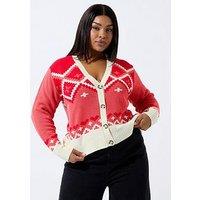 Yours Curve Fairisle Cardigan