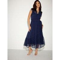 Pixiegirl Petite Dobby Boho Midi Dress - Blue