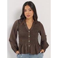 Pixiegirl Petite Shirred Long Sleeve Shirt