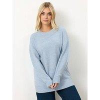 Yours Curve Crew Neck Soft Touch Jumper - Blue