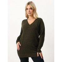 Yours Curve V Neck Soft Touch Jumper - Brown