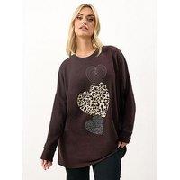 Yours Curve Animal Heart Jumper