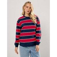 Long Tall Sally Stripe Crew Neck Sweatshirt - Blue