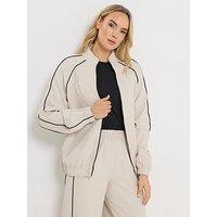 Long Tall Sally Piped Detail Zip Through Jacket - Cream