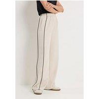 Long Tall Sally Piped Detail Wide Leg Trousers 34" - Cream