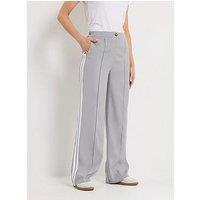 Long Tall Sally Tall Side Stripe Wide Leg Trousers 36" - Grey