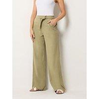 Long Tall Sally Tab Detail Wide Leg Trousers 34 - Green
