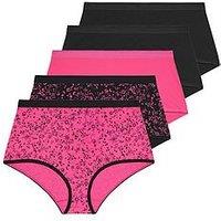 Yours Curve 5 Pack Cosmic Stars Full Briefs - Pink/Black