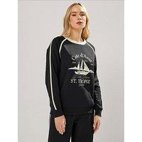 Long Tall Sally Nautical Pipe Sweatshirt - Black