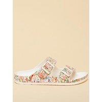 Joules Sunseeker Ditsy Eva Double Buckle Sliders - Cream