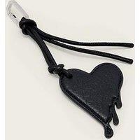 Allsaints Drip Heart Leather Keyring - Black