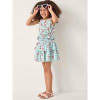 Monsoon Girls Gingham Cherry Skirt Set - Green