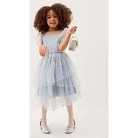 Monsoon Girls Sequin Ombre Safire Puff Dress - Blue