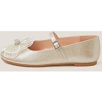 Monsoon Girls Beaded Flower Ballerina Shoes - Gold