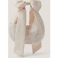 Monsoon Girls Tulle Long Handle Bow Bag - Light Cream