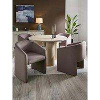The Very Collection Arley 120 Cm Round Dining Table + 4 Mira Dining Chairs - White Wash Oak/Taupe