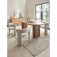The Very Collection Carina Mid Oak 200Cm Oval Dining Table And 4 Nell Boucle Chairs - Fsc Certified