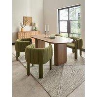 The Very Collection Carina Mid Oak 200Cm Oval Dining Table And 4 Mila Green Chairs - Fsc Certified