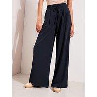 Friends Like These Tie Waist Detail Palazzo Trousers - Navy