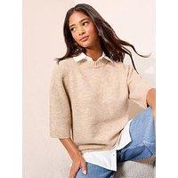 Friends Like These 2-In-1 Knitted Top - Natural