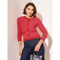 Friends Like These Long Sleeve Boucle Knitted Cardigan - Red