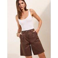 Friends Like These Pleat Front Chino Bermuda - Brown
