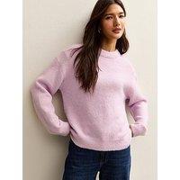 New Look Crew Neck Oversized Textured Knit Jumper - Lilac