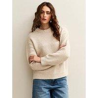 New Look Crew Neck Oversized Textured Knit Jumper - Cream