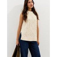New Look Cable Knit Longline Tabard - Cream