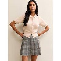 New Look Knitted Short Sleeve Collared Cardigan - White