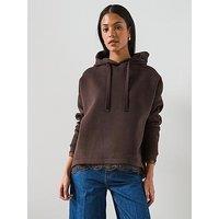 Allsaints Nia Relaxed Fit Lace Insert Hoodie - Bottle Brown