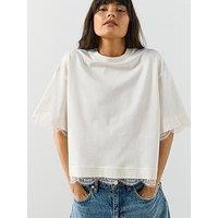 Allsaints Nia Lace T-Shirt - Arctic White
