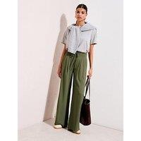 Friends Like These Tie Waist Detail Palazzo Trousers - Green