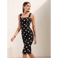 Friends Like These Spot Structured Stretch Pencil Dress - Black