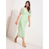Friends Like These Chiffon Pleat Sleeve Midi Dress - Pistachio