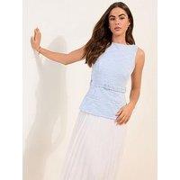 Friends Like These Belted Boucle 2-In-1 Pleated Skirt Midi - Blue