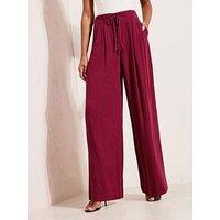 Friends Like These Tie Front Linen Palazzo Trousers - Red